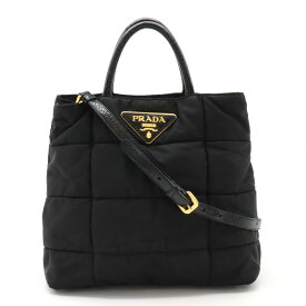 【バッグ】PRADA プラダ クリスピー トートバッグ 2WAY ショルダーバッグ 斜め掛け ナイロン エナメル NERO 黒 ブラック ゴールド金具 BN1596 【中古】