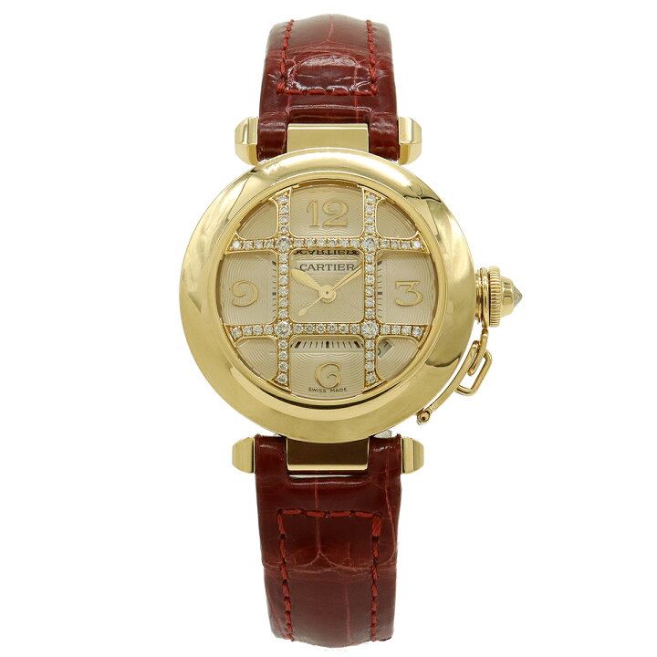楽天市場】Cartier カルティエ パシャ 32 K18 革ベルト ダイヤグリッド 