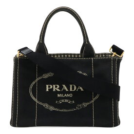 PRADA プラダ CANAPA カナパ トートバッグ 2WAY ショルダーバッグ 斜め掛け ギンガムチェック キャンバス NERO 黒 ブラック 1BG439 【中古】