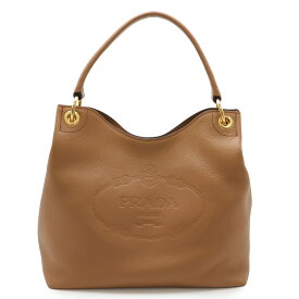 PRADA プラダ ロゴ ショルダーバッグ ワンショルダー セミショルダー 肩掛け レザー キャメル ライトブラウン ゴールド金具 1BC051 【中古】