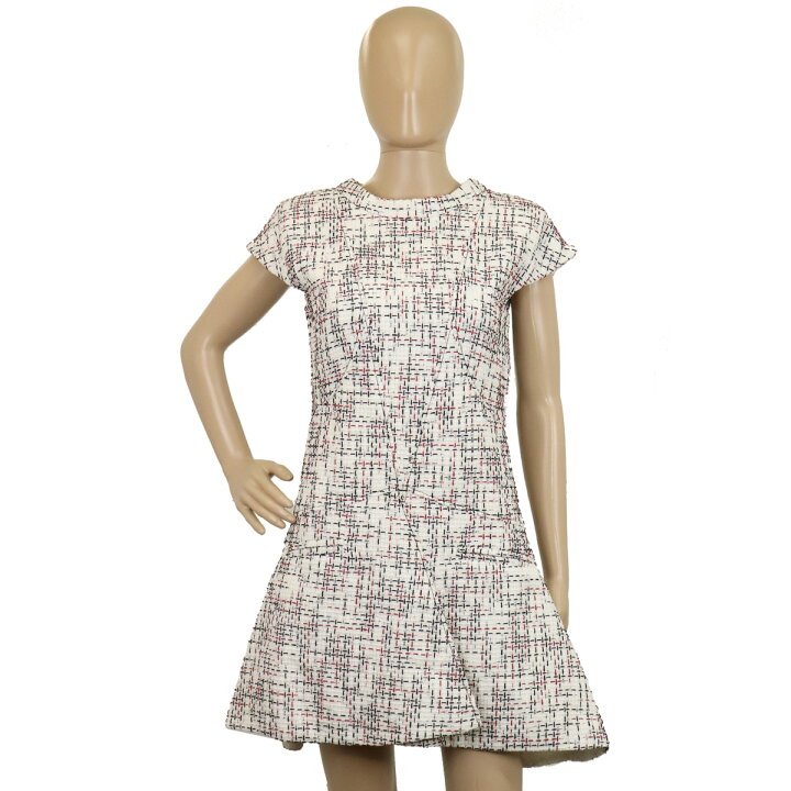 楽天市場 アパレル Chanel シャネル ココマーク フレア ワンピース ツイード 綿 アクリル ホワイト 白 ブラック 黒 レッド 赤 34 Pv 中古 ブルーミン 森田質店