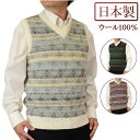 ◆クーポンで20%OFF◆ ベスト V首 ウール100% 日本製 変則ボーダー柄Vベスト 7ゲージ 紳士/メンズ/シニア/国産【送料無料】 (3118)