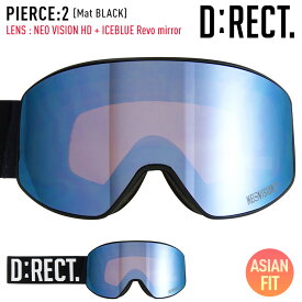 D:RECT ディレクト スノーボード ゴーグル PIERCE:2 カラー：Mat BLACK レンズ：NEOVISON HD ICE.BLUE Revo mirror 平面 【ぼーだまん】