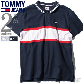 大きいサイズ メンズ TOMMY JEANS トミージーンズ ボーダー柄 鹿の子 半袖 ポロシャツ USA直輸入 dm0dm10325