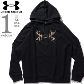 大きいサイズ メンズ UNDER ARMOUR アンダーアーマー フリース ラグラン プルオーバー パーカー Rival Fleece Antler Hoodie USA直輸入 1380258-001