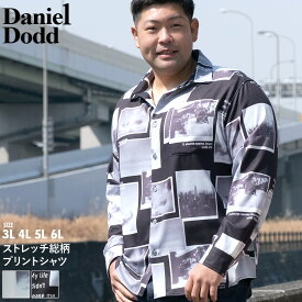 大きいサイズ メンズ DANIEL DODD ストレッチ 総柄 プリント シャツ 916-sh2201a