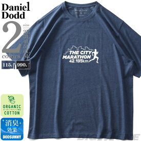 大きいサイズ メンズ DANIEL DODD オーガニックコットン プリント 半袖 Tシャツ THE CITY MARATHON azt-210267