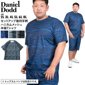 大きいサイズ メンズ DANIEL DODD セットアップ 幾何学柄 ハニカムメッシュ 半袖Tシャツ 936-t220220