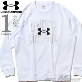 大きいサイズ メンズ UNDER ARMOUR アンダーアーマー クルーネック フリース トレーナー RIVAL FLEECE WORDMARK DYE CREW USA直輸入 1373703-100