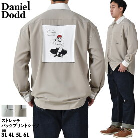 大きいサイズ メンズ DANIEL DODD ストレッチ バックプリント シャツ ポリエステル100% 916-sh230119