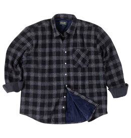 大きいサイズ メンズ Mc.S.P T/Cネルチェック裏ベロア 長袖 シャツ ブラック系 1277-4362-2 3L 4L 5L 6L 8L