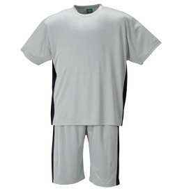 大きいサイズ メンズ COLLINS ハニカムメッシュ脇切替 半袖 Tシャツ + ハーフパンツ セット グレー × ブラック 1258-4249-1 3L 4L 5L 6L 8L
