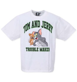 大きいサイズ メンズ TOM and JERRY 天竺プリント 半袖 Tシャツ オフホワイト 1278-3245-1 3L 4L 5L 6L 8L