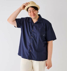 大きいサイズ メンズ OUTDOOR PRODUCTS 半袖 オープンカラー シャツ ネイビー 1257-4222-3 3L 4L 5L 6L 7L 8L