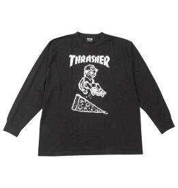 大きいサイズ メンズ THRASHER PIZZA 長袖 Tシャツ ブラック 1278-4665-2 3L 4L 5L 6L 8L