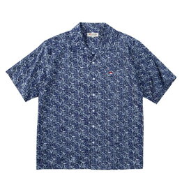 大きいサイズ メンズ H by FIGER 裏使い総柄プリント オープン 半袖 シャツ ネイビー 1267-5202-1 3L 4L 5L 6L