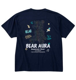 大きいサイズ メンズ Bear Aura T/C ホログラムプリント 半袖 Tシャツ ネイビー 1278-5209-3 3L 4L 5L 6L 8L