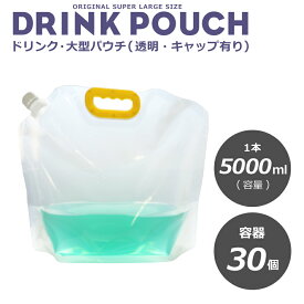 超大型スパウトパウチ　透明 5000ml 30枚入り　詰替え スタンドパウチ　調味料　化粧水　　ドリンク　カップ　タピオカ　ボトル　使い捨て　炭酸　大型容器【 2万円以上送料無料 】【プラカップ・紙コップ】テイクアウト