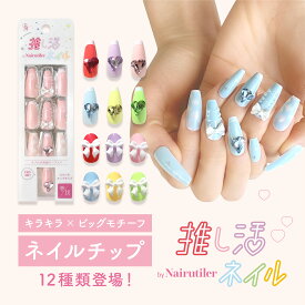 推し活ネイルチップ ネイルティア｜ネイル デザイン チップ つけ爪 ハンド 柔らかチップ 12種類のバリエーション 30枚入 簡単時短 接着用テープ ネイルファイル ウッドスティック付 NRO-01_12 【ビーエヌ公式】