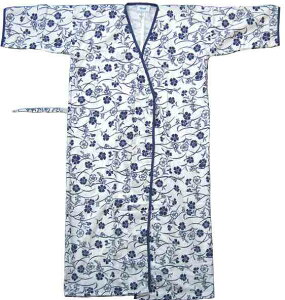 幸和製作所 おくみ付ねまき 婦人用 紺花柄