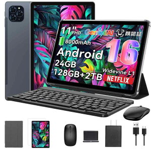 �yAndroid16 �^�u���b�g �V�o��zTABWEE T90 �A���h���C�h16 �^�u���b�g 11�C���` Wi-Fi���f���AFHD���� 1920*1200�𑜓x 24GB+128GB+2TB�g���AWidevineL1 Netflix ��F�� �A8�R�AC