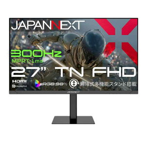 JAPANNEXT 27�C���` TN�p�l������ 300Hz/1ms(MPRT)�Ή� �t��HD(1920×1080)�𑜓x �Q�[�~���O���j�^�[ JN-T27G300F-HSP HDMI DisplayPort sRGB:98% HDR PS5 �t��HD:1