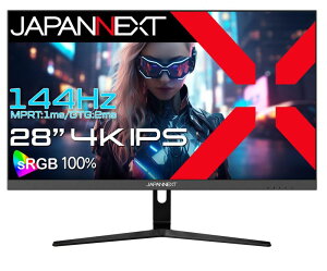 JAPANNEXT 28�C���` IPS�p�l������ 144Hz 1ms 4K �𑜓x �Q�[�~���O���j�^�[ JN IPS28G144U HDMI2 1 DisplayPort sRGB 100 HDR PS5 12