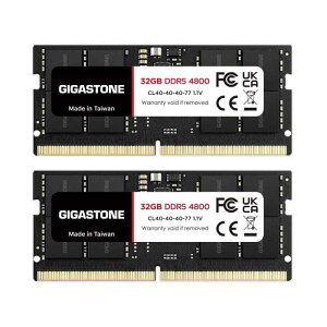 GIGASTONE 32GBx2�� DDR5 4800MHz PC5 38400 CL40 40 77 1 1V SODIMM 262 �s�� �A���o�b�t�@�[�h �� ECC �m�[�g�p�\�R���p �����\