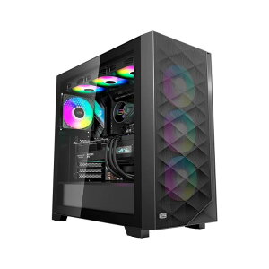 PCCOOLER CPS C3D510 ARGB PC�P�[�X ATX �~�h���^���[,���ɒʋC���̍��� ���b�V�����^���t�����g�p�l�� �G�A�t���[E-ATX/M-ATX/ITX �~�h���^���[PC�P�[�X 3��ARGB�t�@���𓋍�, �ő� 390mm �� G
