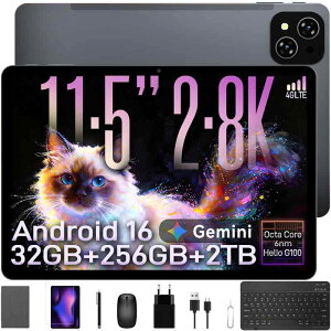TABWEE T12PRO �^�u���b�g 11.5�C���`, Android 16, 2800×1840, G100����, 32GB+256GB+1TB, SIM�t���[, 8000mAh, �^�b�`�y��/�L�[�{�[�h/�}�E�X�t��