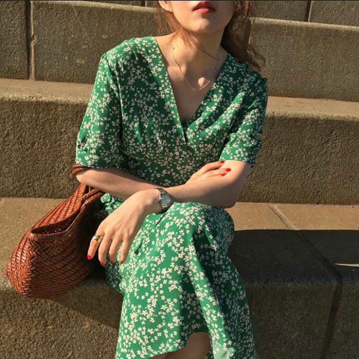 楽天市場 ワンピース レディース ロング丈 ワンピ 春夏 夏ワンピース 半袖 ロングワンピース 花柄 フラワープリント リゾート ミディ丈 軽い 涼しい きれいめ カジュアル お洒落 旅行 Bobi