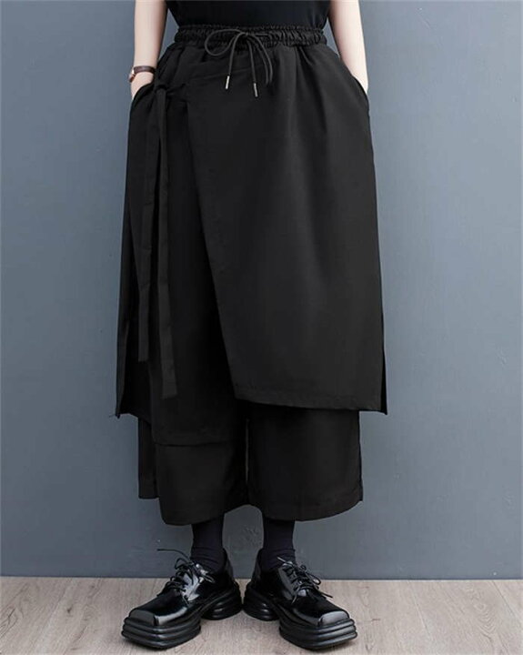 楽天市場】ワイドパンツ レディース アシンメトリー レイヤード 重ね着  