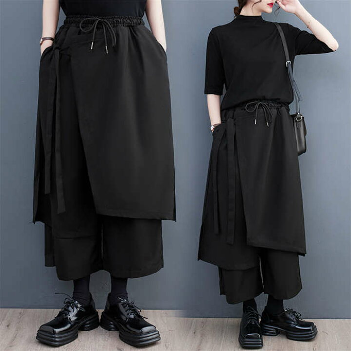 楽天市場】ワイドパンツ レディース アシンメトリー レイヤード 重ね着  