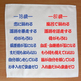 【郵送は送料無料】18歳と81歳の違いハンカチ メンズ レディース ユニーク ポリエステル100 おもしろ プレゼント インスタ映え 笑点