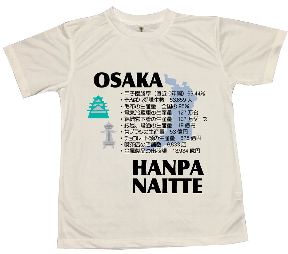 大阪 素敵な大阪 某県民番組でもよく取り上げられてますが 良いほうの日本一たくさんありますよ と主張するTシャツです 郵送は送料無料 安全 ロシアワールドカップで一躍有名になった 大迫半端ないって じゃなく 大阪半端ないって おしゃれ ふざけ 公式サイト かわいい メッセージ プレゼント サッカー お笑い Tシャツ インスタ映え