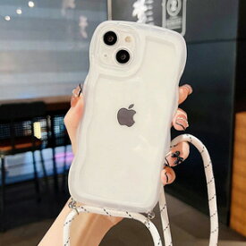 アップル アイフォン Apple iPhone 14 14 Plus 14 Pro 14 Pro Maxクリア ケース 背面カバー レディース かわいい CASE 持ちやすい 軽量 衝撃防止 落下防止 ストラップ付き 多彩 波仕様 爽やか 可愛い 透明 ショルダー 高級感があふれ ソフトケース フィルム おまけ付き