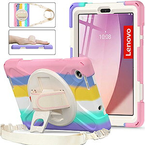 Lenovo Tab M8 (4th Gen) ZABU0172JP �P�[�X �ϏՌ� ���m�{ �^�u���b�g ������� CASE ���o���h�ƃV�����_�[�X�g���b�v�t�� �X�^���h�@�\ 360�x��] �Ў�Ŏ����đ��삵�₷�� �V���v�� ����ق��肩