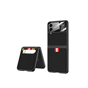 Samsung Galaxy Z Flip4 5G �P�[�X �܂肽���݌^ Android �X�}�z�A�N�Z�T���[ PU���U�[&PC 2�d�\�� CASE �ϏՌ� �y�� �����₷�� ���킢�� �S�ʕی� �����Y�ی� ������� �J�b�R���� �Ռ��ɋ��� �J�[�h��