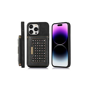 �A�b�v�� �A�C�t�H�� Apple iPhone 15 15 Plus 15 Pro 15 Pro Max �P�[�X �J�o�[ TPU&PU���U�[ �w�ʃJ�o�[ CASE �X�^���h�@�\ �J�[�h���[ �X�g���b�v�t�� �V�����_�[�X�g���b�v �ϏՌ��J�o�[ ������� iPhone15