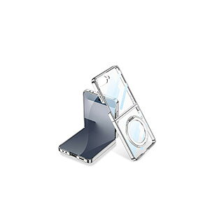 Samsung Galaxy Z Flip7 �P�[�X �܂肽���݌^ �X�}�z�A�N�Z�T���[ PC&�����K���X �Ռ��z�� �N���A ���b�L�d�グ CASE �y�� �����₷�� ���p �X�g���b�v�z�[���t�� �X�^���h�@�\ �l�C �������� ������