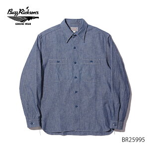 �o�Y���N�\���Y�yBUZZ RICKSON'S�zBR25995 BLUE CHAMBRAY WORK SHIRTS �V�����u���[�V���c �V���c �u���[ �����Y ���� ���S �V���v�� ���{�� �y���������z
