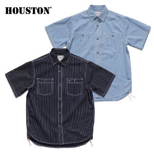 �q���[�X�g���yHOUSTON�z41349 WABASH SS WORK SHIRT ���� ����T�V���c �g�b�v�X �J�W���A�� ������� ���������� �H�D��A���J�W INDIGO VINTAGE WASH �t�� ���[����100�� �X�g���C�v ���B���e�[�W���C�N ��