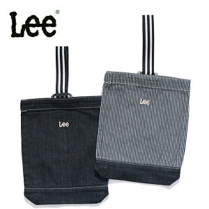 リー【Lee】LA0406 SHOES BAG シューズケース/上履き入れ マチ付き 靴入れ メンズ レディース 手持ち 綿100% コットン デニム生地 ストライプ ロゴ 鞄 カバン サブバッグ 通勤 通学 体育 旅行 お出