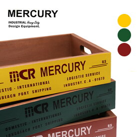 マーキュリー【MERCURY】ウッドクレート レッド イエロー オリーブ ME058 リニューアル カフェ キッチン雑貨 木製 キャンプ アメリカン雑貨 アウトドア ガレージ おしゃれ 作業用 おもちゃ箱 収納【あす楽】【送料無料】
