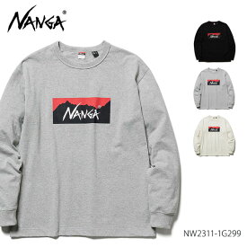 ナンガ【NANGA】NW2311-1G299 ECO HYBRID BOX LOGO L/S TEE エコハイブリッド デイリーロングスリーブティー 長袖 Tシャツ ロンT アウトドア メンズ レディース BLACK WHITE L.GRY【ネコポス発送】