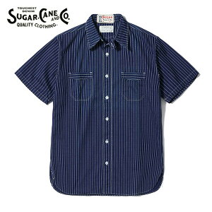 �V���K�[�P�[���ySUGAR CANE�zSC36267A FICTION ROMANCE 8.5oz. WABASH STRIPE WORK SHIRT (SHORT SLEEVE)�@�V���c ���� �����V���c �����Y �X�g���C�v �u���[ ���[�N�V���c ���B���e�[�W ���m�G���^�[�v���C�Y �A��