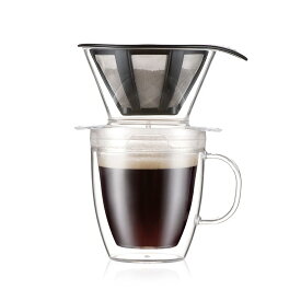 【公式】ボダム プアオーバー プラスチック ダブルウォールマグ付き ドリップ コーヒーメーカー 350ml BODUM POUR OVER K11872-10SA K11872-XYSSA-Y21＜コーヒー 珈琲 お祝い 誕生日 ギフト 送料無料 クリスマス＞