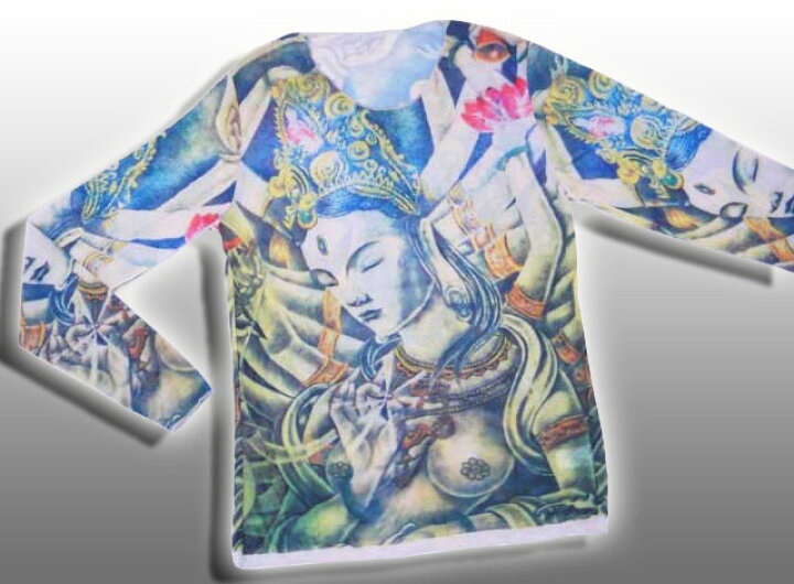 楽天市場 刺青風 超リアル プリント フィット シャツ 千手観音 19 Tattoo タトゥーシャツ 入れ墨シャツ 入墨シャツ 刺青シャツ タトゥーtシャツ プリントtシャツ ボディデコ