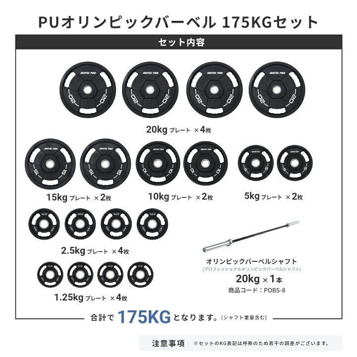 楽天市場】バーベルセット オリンピック バーベル セット 175kg 