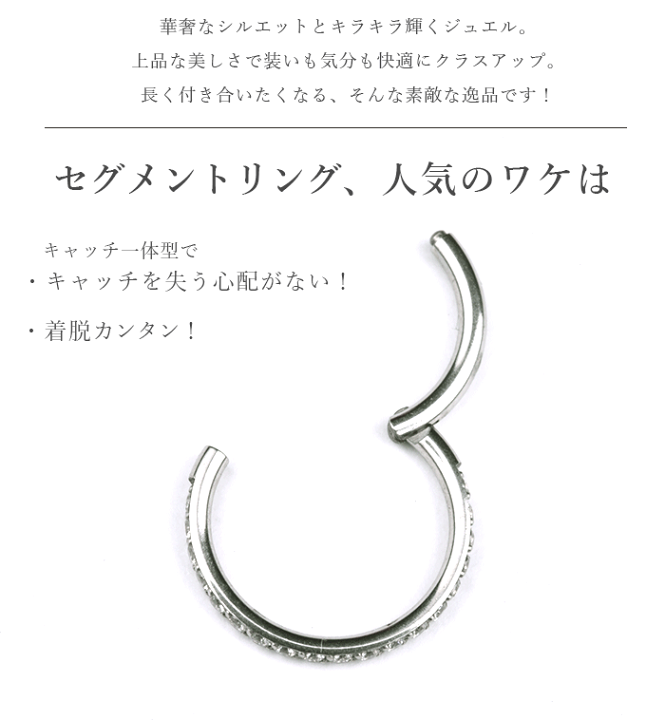 楽天市場】楽天1位 リングピアス 16g 18g セグメントリング
